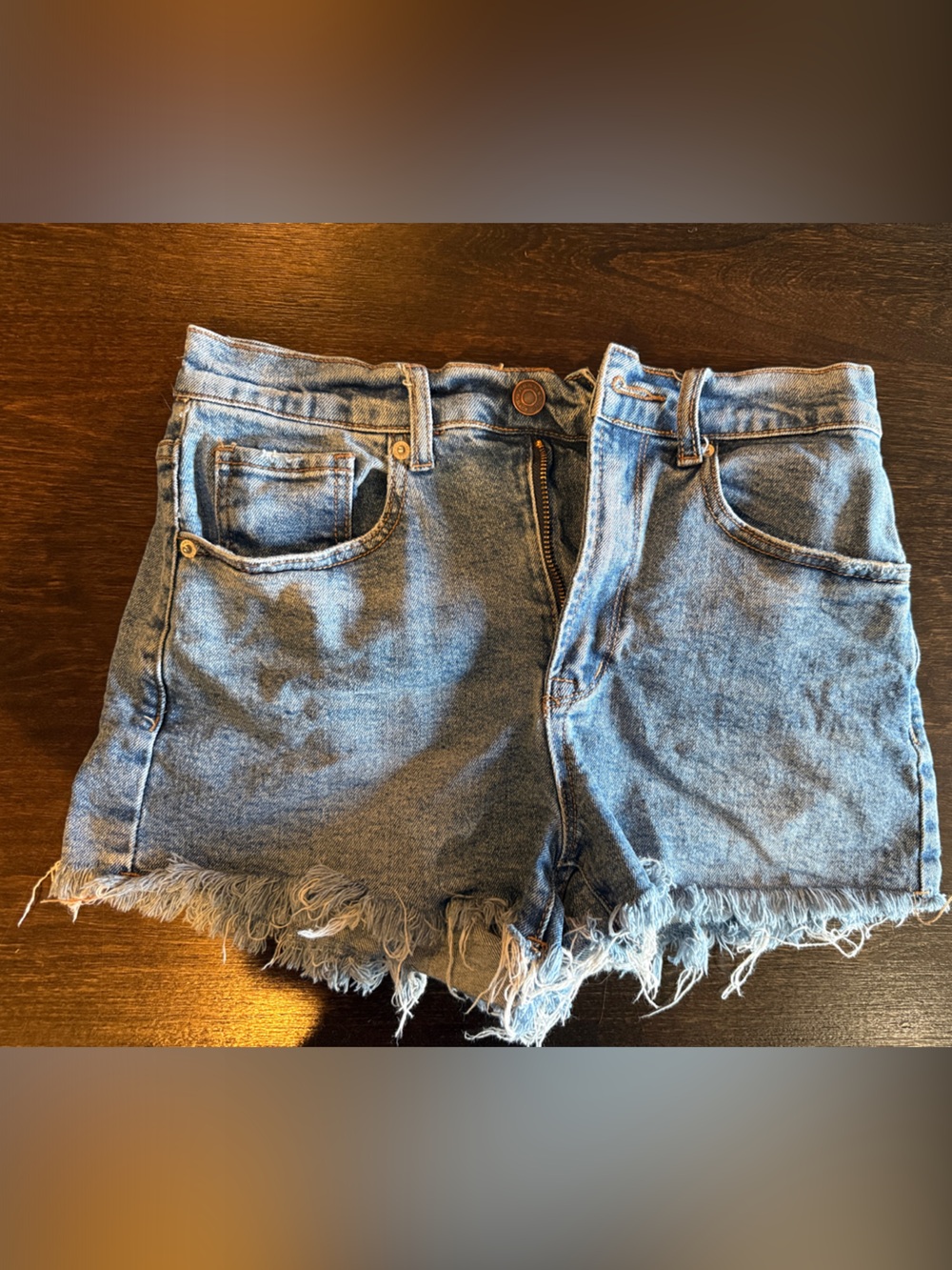 RSQ Light Blue Frayed Hem Denim Shorts